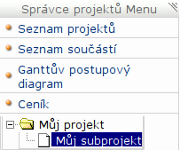 Menu s přepnutím na Ganttův graf