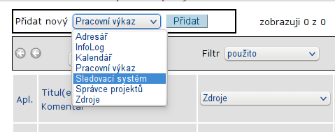 Přidání další položky do projektu