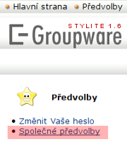 Obrázek menu Společné předvolby